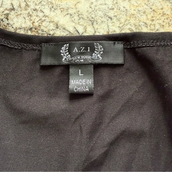 AZI New York Black Top L Sequin Beaded Embroidered Glam Party Evening Maximalist - Picture 8 of 8